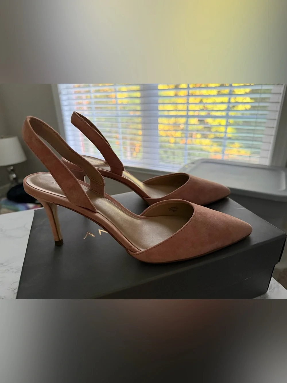 Ann Taylor Kerry Suede Slingback Pump size 8 Color is Paloma - light pink